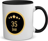 Akyol - 35 jaar koffiemok - theemok zwart - Hoera 35 jaar - iemand die 35 jaar is geworden of 35 jaar lang een relatie hebben of getrouwd zijn - verjaardagscadeau - verjaardag - cadeau - kado - geschenk - relatie - trouwdag - jubileum - 350 ML inhoud