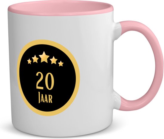 Akyol - 20 jaar koffiemok - theemok roze - Hoera 20 jaar - iemand die 20 jaar is geworden of 20 jaar lang een relatie hebben of getrouwd zijn - verjaardagscadeau - verjaardag - cadeau - kado - geschenk - relatie - trouwdag - jubileum - 350 ML inhoud