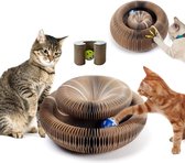 Krabplank voor katten, Magic Organ Cat Scratching Board, 2-in-1 kattenkrabplank met belletjes, opvouwbaar, handig kattenkrabbord, duurzaam, recyclebaar, kattenkrabboard, huis