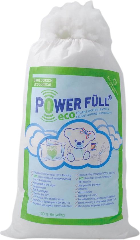 Power Füll® ECO 1KG - Premium Kussenvulling Ecologisch - Anti-allergisch - wasbaar tot 40°C - zeer zachte kussenvulling- Synthetische vulling - knuffelvulling - opvulmateriaal - vulling voor knuffels/Poppenkussens