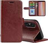 Sony Xperia 5 V Hoesje - MobyDefend Wallet Book Case (Sluiting Achterkant) - Bruin - GSM Hoesje - Telefoonhoesje Geschikt Voor Sony Xperia 5 V