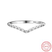 Borasi Zilveren Ring V-vorm | 16 mm | 925 Zilver Met Zirkonia Stenen | 925 Sterling Zilver | Dames Ring | Minimalistische Ring | Dagelijkse Ring | Best Verkochte Ringen | Dames Cadeau | Moederdag Cadeautje