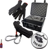 FishingMags - Magneetvissen - Vismagneet - Luxe koffer - 250 KG - 20m Touw - Schroefborgmiddel - Handschoenen - Karabijnhaak