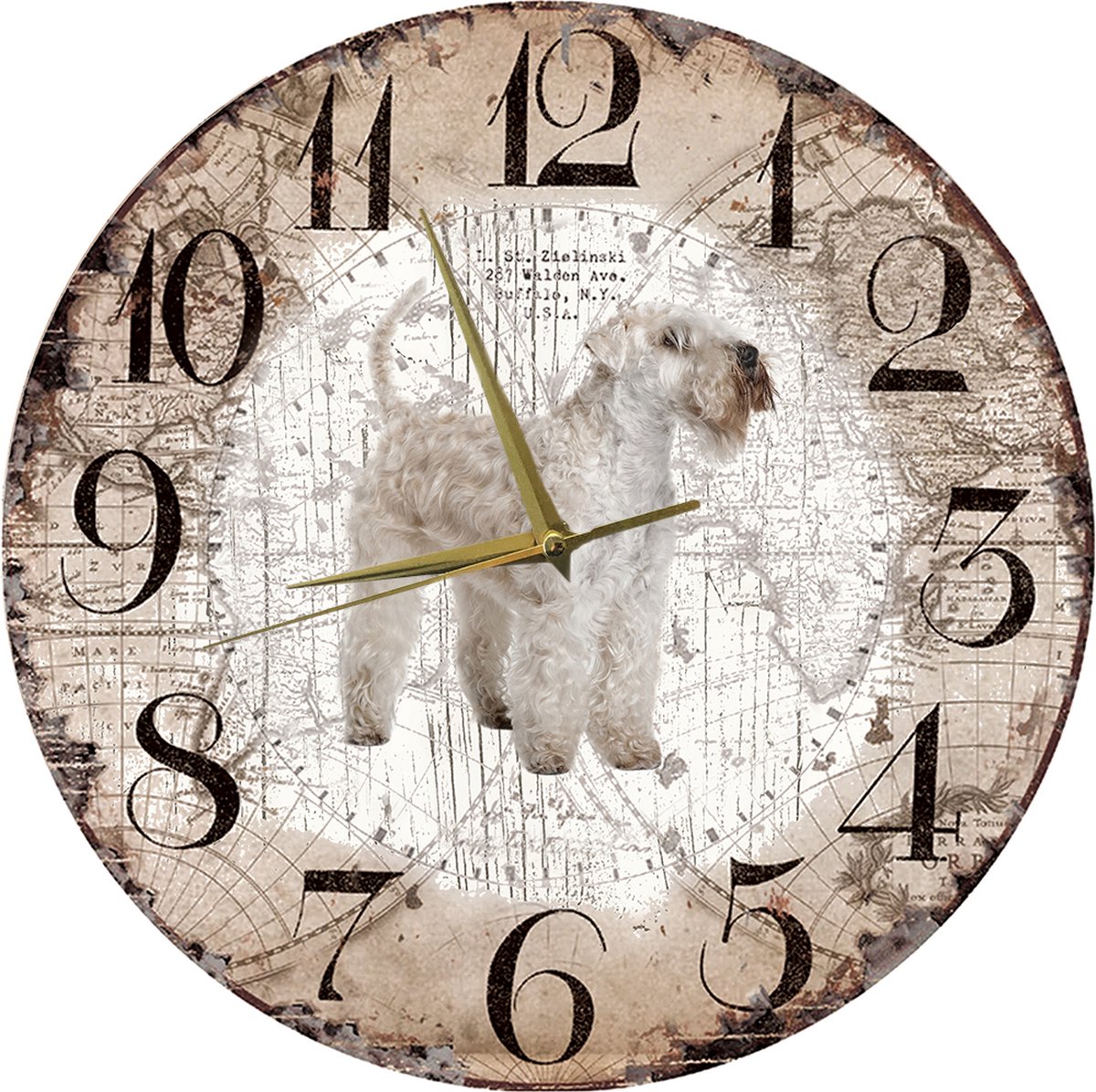 Houten Klok - 30cm - Hond - Irish Softcoated Wheaten Terrier