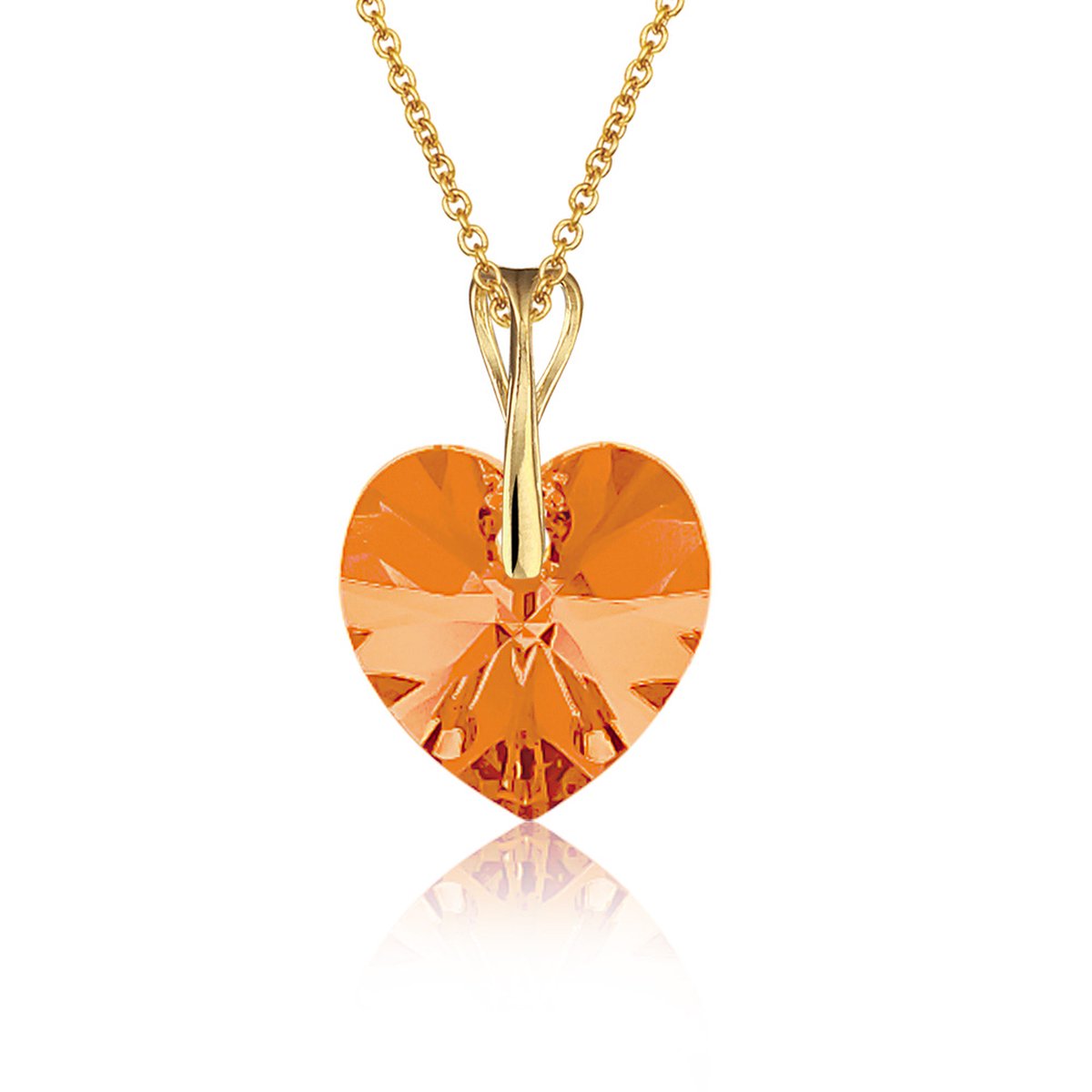 Montebello Ketting Pim HZ112 - Swarovski Hart - 925 Zilver Verguld - Ø14mm - 45cm