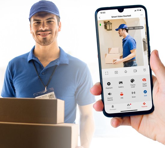 Delight Video Deurbel met Camera En Wifi - Intercom - HD - Nachtzicht - Deurbellen met Camera - 55385BK van Delight — afbeelding 4