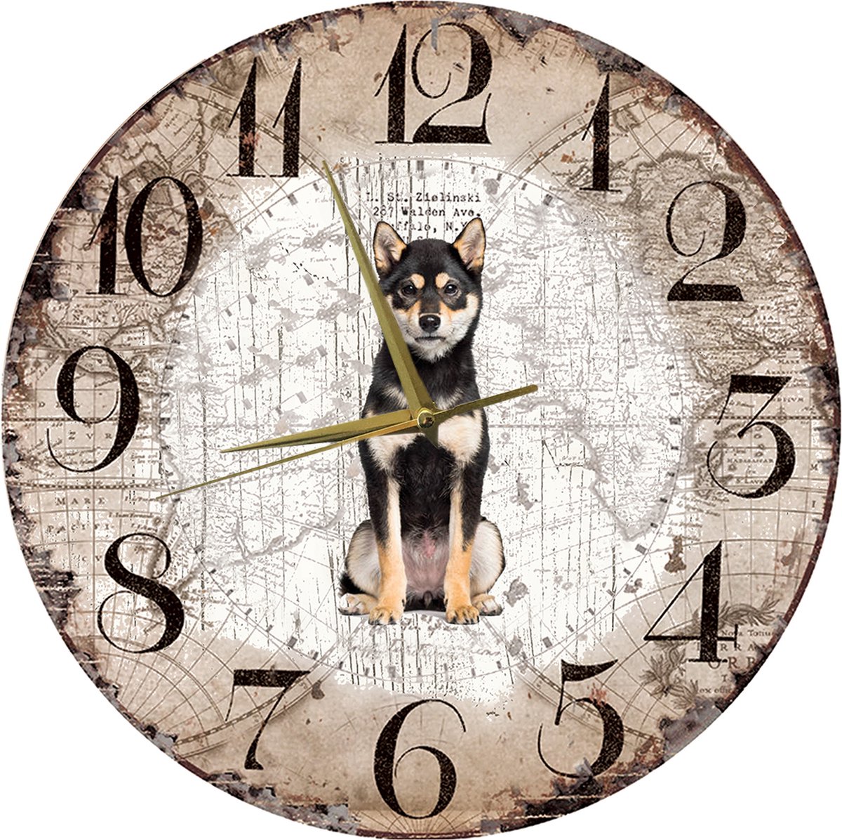 Houten Klok - 30cm - Hond - Shiba Inu