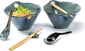 Saladekomset, Ramen Noedel soepkommen met eetstokjes 2 sets 600 ml, Japans servies Ramen Bowl