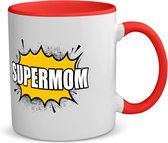 Akyol - supermom koffiemok - theemok - rood - Mama - supermoeder - moeder cadeautjes - moederdag - verjaardagscadeau - verjaardag - cadeau - geschenk - kado - gift - moeder artikelen - 350 ML inhoud