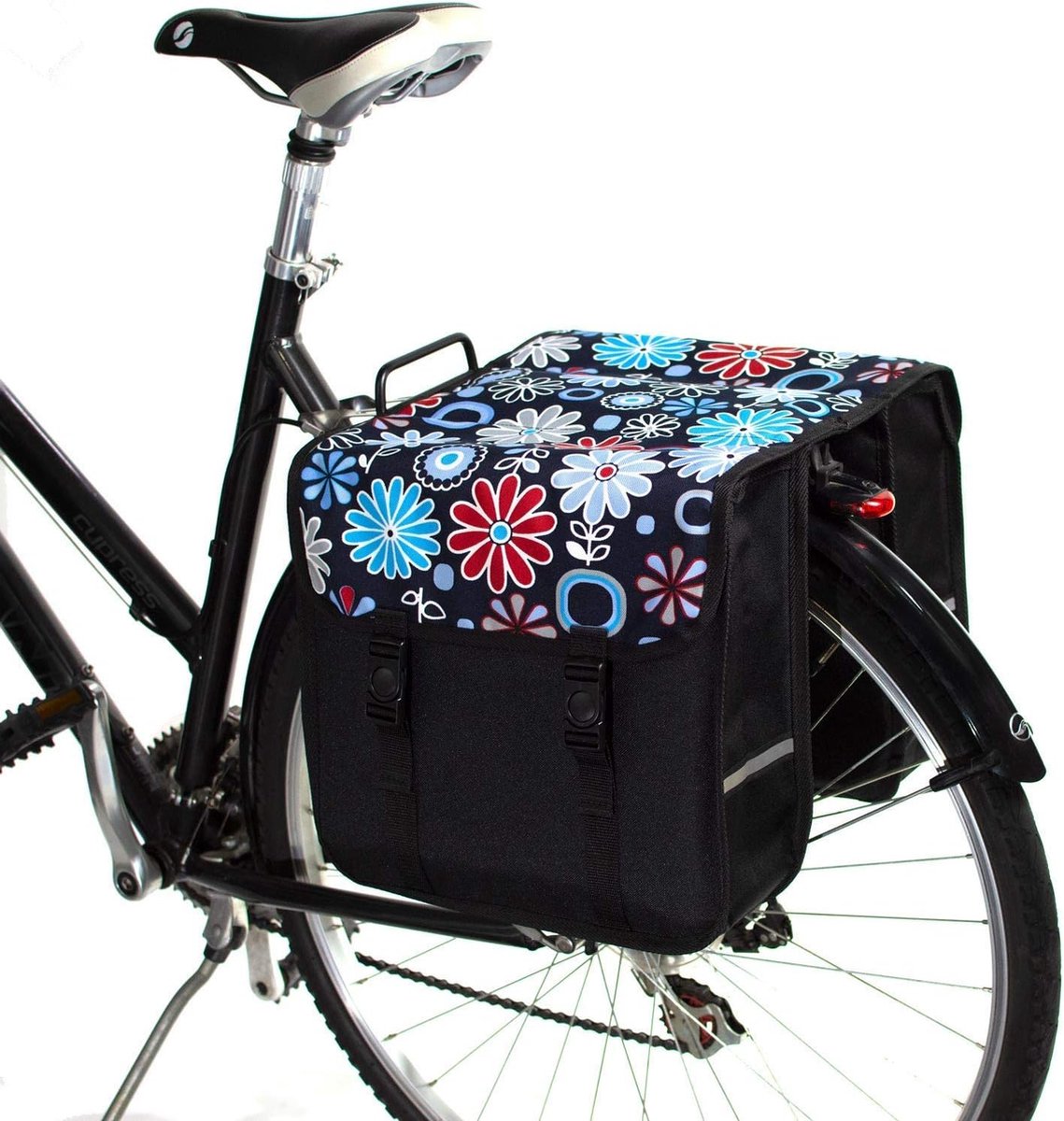 Fietstassen met Bloemen - Voor Achterfietsdragers - Fietstassen Dubbel Waterdicht – Fietstas Dubbel – Praktisch – Met Reflecterende Banden – Inclusief Verstevigingsplaat