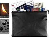 2 stuks zwarte brandwerende documentenzak, 24 * 35 cm, niet-jeukende siliconen gecoate brandwerende tas brandwerende veilige opslag voor geld, documenten en paspoort (ritsstijl)