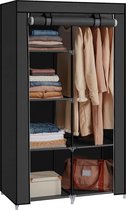 Armoire en tissu, penderie, 2 tringles à vêtements, 6 étagères, diverses possibilités de montage, 88 x 45 x 168 cm, pour chambre, dressing, noir RYG84H