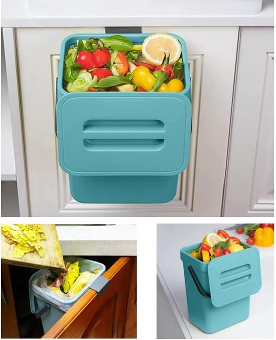 Bac à compost de cuisine, poubelle de 9l, comptoir ou sous évier, petite  poubelle suspendue avec couvercle pour B