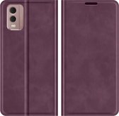 Nokia C32 Magnetic Wallet Case - Purple