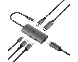 Uniean 6 in 1 USB-C HUB - Laptop Docking Station - USB Splitter - 2x HDMI 4K, USB-C PD100W, USB-A 3.0, 2x USB-A 2.0