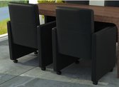 The Living Store eetkamerstoelen - zwart - 58.5 x 65 x 88 cm - met wieltjes - max - 110 kg