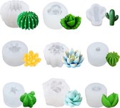 NA 9 stuks siliconen mal voor vetplanten en cactus succulente hars mal voor handgemaakte kaars, fondant, epoxyhars, polymeerklei