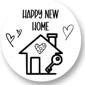 25x Nieuwe Woning Huis Stickers Housewarming - Samenwonen - Adreswijziging Sluitstickers - Uitnodiging Verhuizen - Nieuw huis - 40mm - Glossy stickers - Wensetiket - Sluitstickers - Zwart Wit