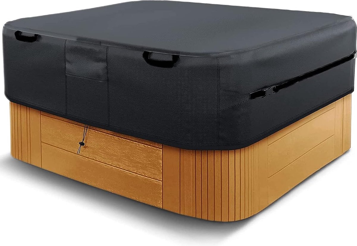 Whirlpoolhoes, waterdicht, 600D hottubhoes, spa-hoes winter, afdekzeil, whirlpool, beschermhoes, windbescherming, UV-bescherming, zwart (230 x 230 x 85 cm)