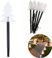 Cheqo® Kerstboom Tuinlantaarn - Tuinlamp met Grondspies - Tuinverlichting Kerst - Kerstverlichting - Tuinsteker Lamp - 5 Stuks - Met Timer - Op Batterijen