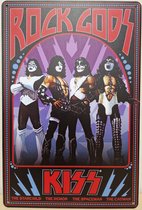 Kiss rock gods Reclamebord van metaal METALEN-WANDBORD - MUURPLAAT - VINTAGE - RETRO - HORECA- BORD-WANDDECORATIE -TEKSTBORD - DECORATIEBORD - RECLAMEPLAAT - WANDPLAAT - NOSTALGIE -CAFE- BAR -MANCAVE- KROEG- MAN CAVE