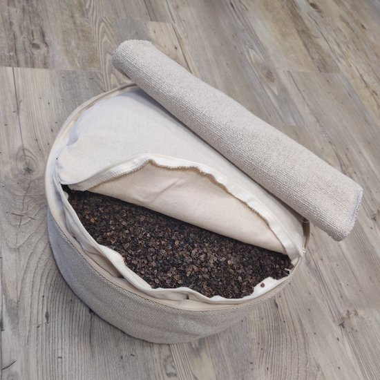Om Namaste Design XL Meditatiekussen Zitkussen Rond - Creme - jute-look - XL van Om Namaste — afbeelding 2
