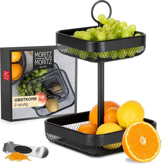 Moritz & Moritz Fruit-etagère zwart metaal - fruitmand etagère zwart - fruitschaal Moritz & Moritz Fruit-etagère zwart metaal - fruitmand etagère zwart - fruitschaal