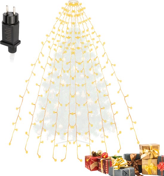 Guirlande lumineuse 280 LED pour arbre de noël, guirlande lumineuse apaisante pour l'extérieur, étanche avec prise