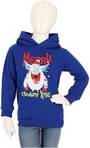 Apollo - Kids - Kerst - Hoodie - Merry - Crazymas - Blauw - Maat 140/146