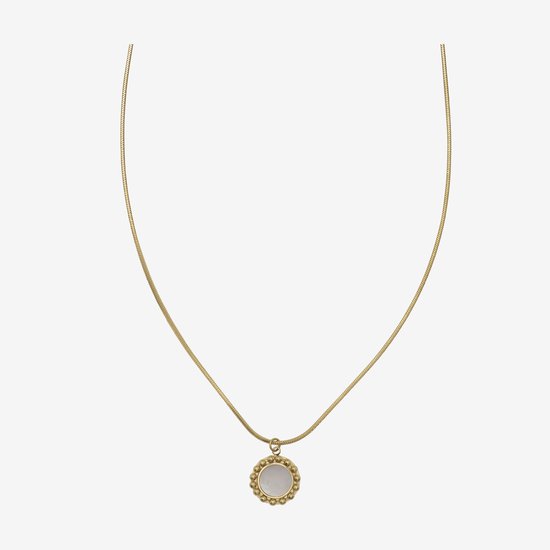 Essenza Gold Flower White Stone Necklace Gold