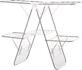 Wasrek inklapbaar - wasrek staand - 3-Traps vleugel droogrek - zilver - RVS Kunststof -138 x 60,5 x 112 cm