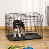 Hondenbench inklapbaar - Bench - Opvouwbaar - Transportbox - Zwart - M - 76 x 46 x 52 cm