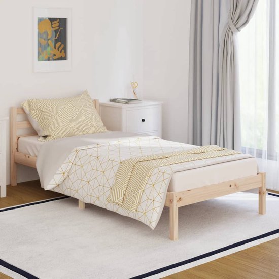 The Living Store Houten Bedframe - 205.5 x 95.5 x 69.5 cm - Grenenhout - 90 x 200 cm (matras niet inbegrepen)