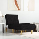 The Living Store Verstelbare Chaise Longue - Zwart - Stof - 55x140x70 cm - Multifunctioneel