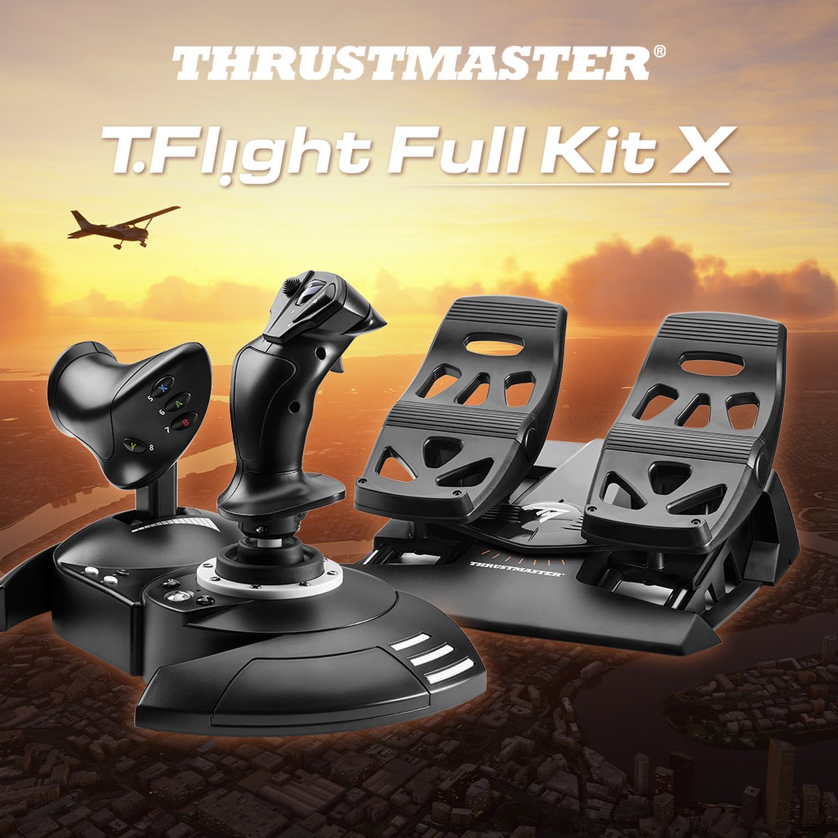 Thrustmaster T.Flight Full Kit X - Joystick, Throttle en Rudder Pedalen voor Xbox Series X|S / Xbox One / PC - Complete Kit voor Flightsims, Joystick en Afneembare Throttle en Roerpedalen met Schuifrails - - Thrustmaster