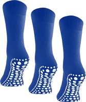 Ensemble de chaussettes Budino Chaussettes d'intérieur - Chaussettes antidérapantes - 3 paires - taille 43-46 - Blauw Cobalt