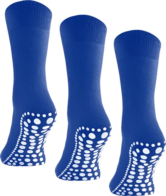 Ensemble de chaussettes Budino Chaussettes d'intérieur - Chaussettes antidérapantes - 3 paires - taille 43-46 - Blauw Cobalt