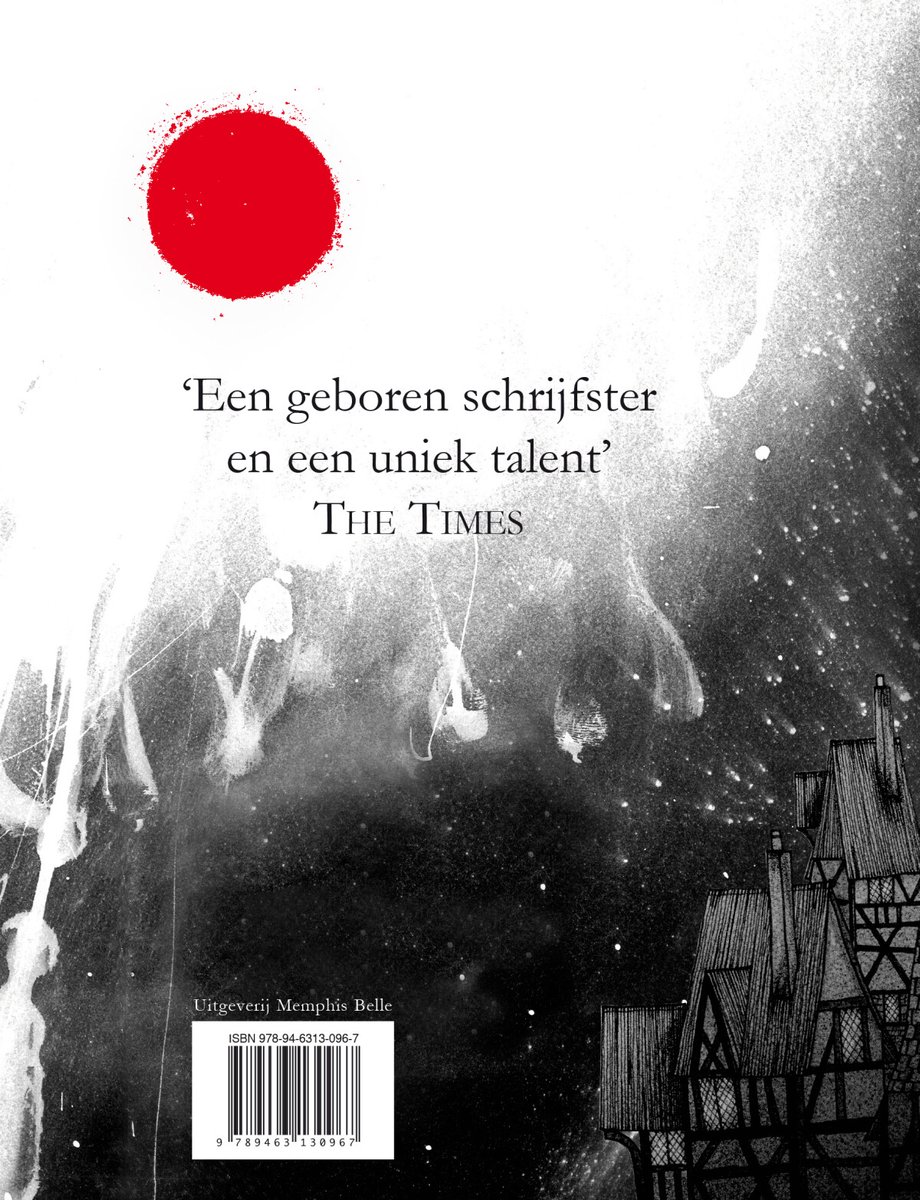 Achterkant boek 'Vuur' met een rode cirkel en de tekst 'Een geboren schrijfster en een uniek talent' van THE TIMES. ISBN 978-94-6313-096-7.