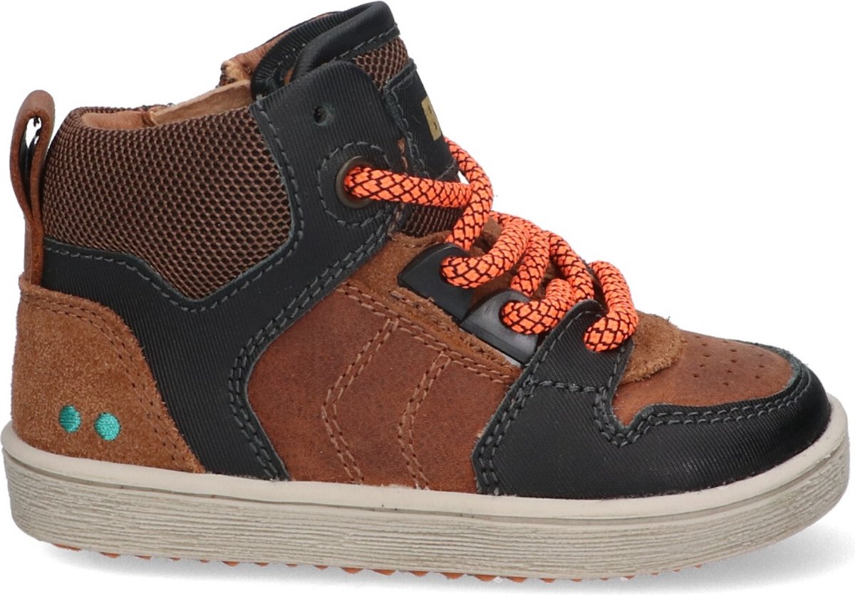 BunniesJR 223750-589 Jongens Hoge Sneakers - Zwart/Bruin/Oranje - Suède - Veters