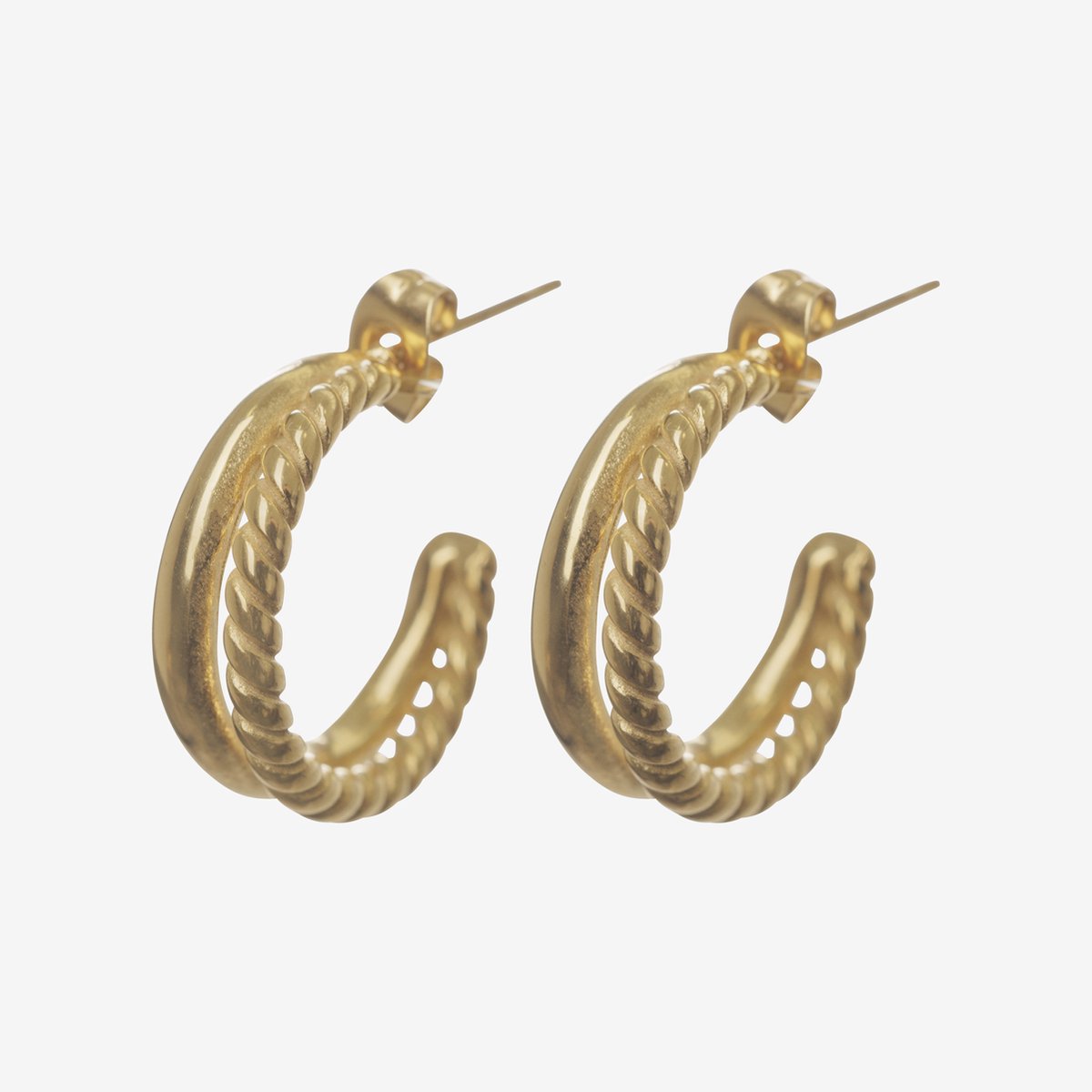Essenza Mixed Twisted Earrings Gold
