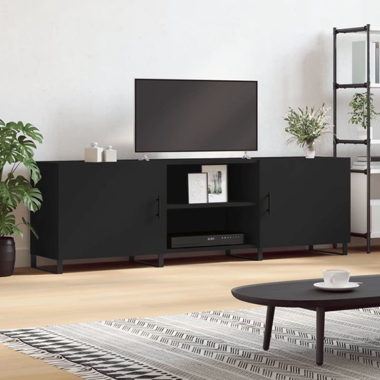 Meuble TV The Living Store - Trendy - Meuble TV - Dimensions - 150 x 30 x 50 cm - Couleur - Zwart - Matériau - Bois d'ingénierie et fer