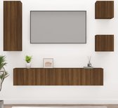 The Living Store TV-meubelset - bruineiken - 2x 30.5x30x30cm - 1x 30.5x30x90cm - 2x 80x30x30cm
