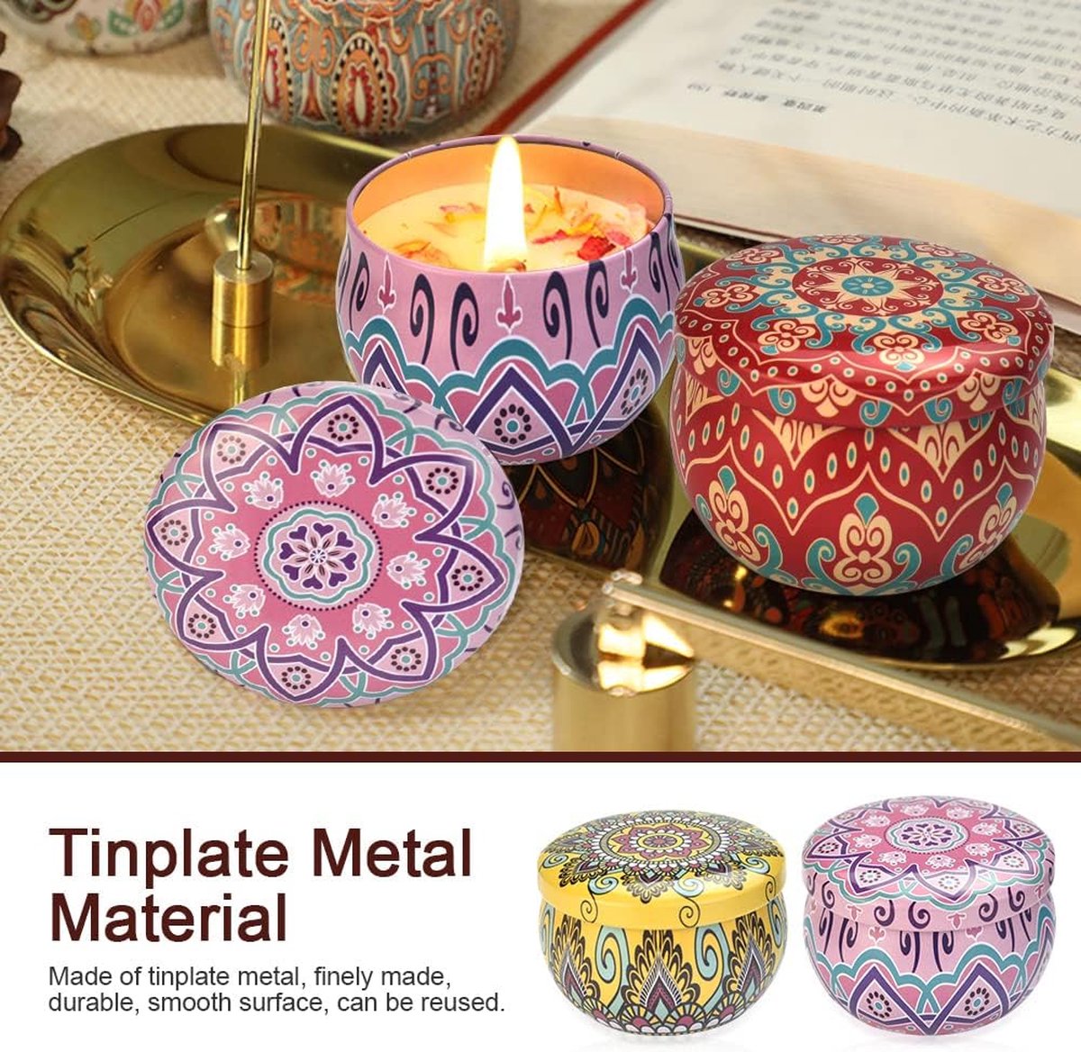 12 Mini Boîtes à Bougies Vides En Fer – Jolis Pots De Noël Pour Ranger Bonbons, Bijoux, Bougies DIY Ou Petits Cadeaux - 9