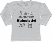 Sinterklaas | T-shirt Lange Mouw | Het allerleukste hulppietje! | Grappig | Cadeau | Kado | Wit/zwart | Maat 80