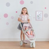 Teamson Kids 2-in-1 Poppenwagen Voor Babypoppen - Accessoires Voor Poppen - Kinderspeelgoed - Roze/Grijs/Polka Dot