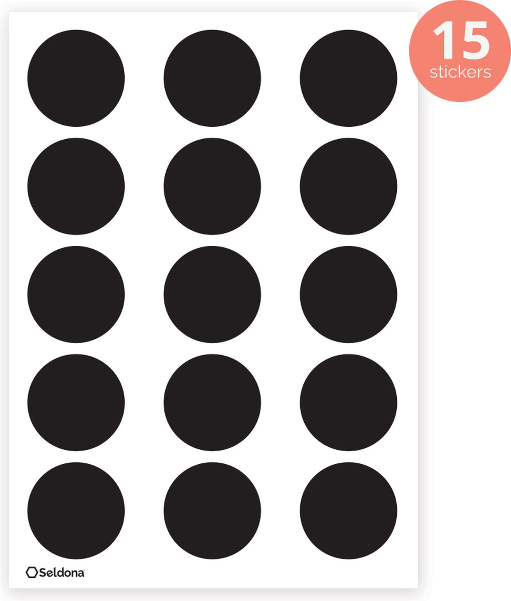 Seldona® Muurstickers kinderkamer Stipjes - Zwart wit Scandinavisch design - jongen / meisje - Babykamer (15 stuks)