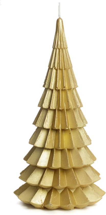 Cactula kwaliteits outdoor kerstboom kaars goud XL - 20 x 40 cm