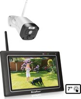 SecuFirst CWL401W Caméra de sécurité sans fil 3 mégapixels avec moniteur - Écran tactile 7 pouces + 1 caméra - Wit - Application gratuite
