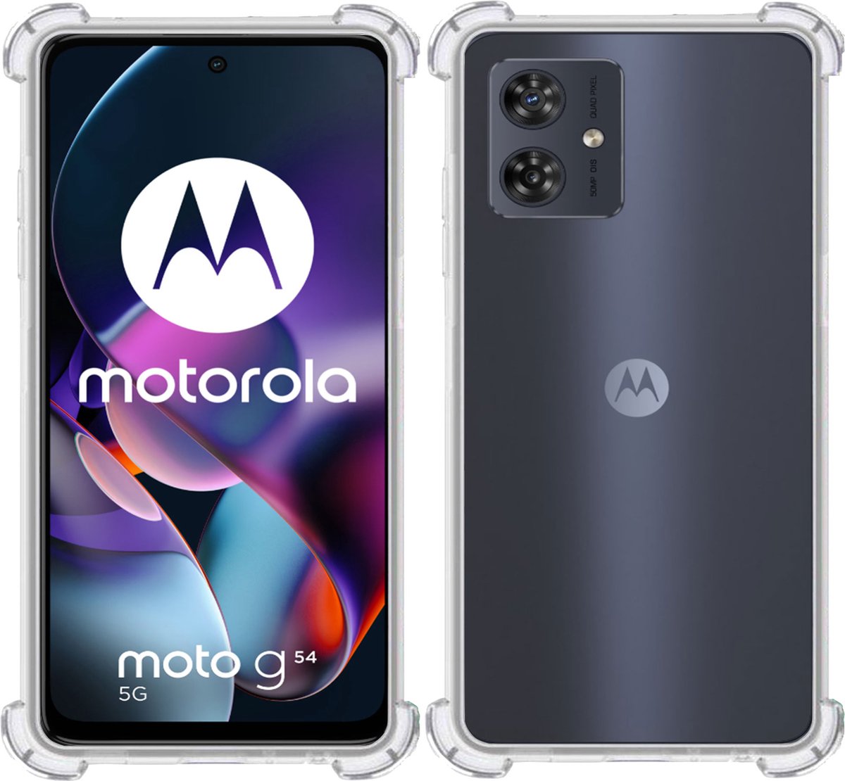 Hoesje geschikt voor Motorola Moto G54 – Extreme Shock Case – Cover Transparant