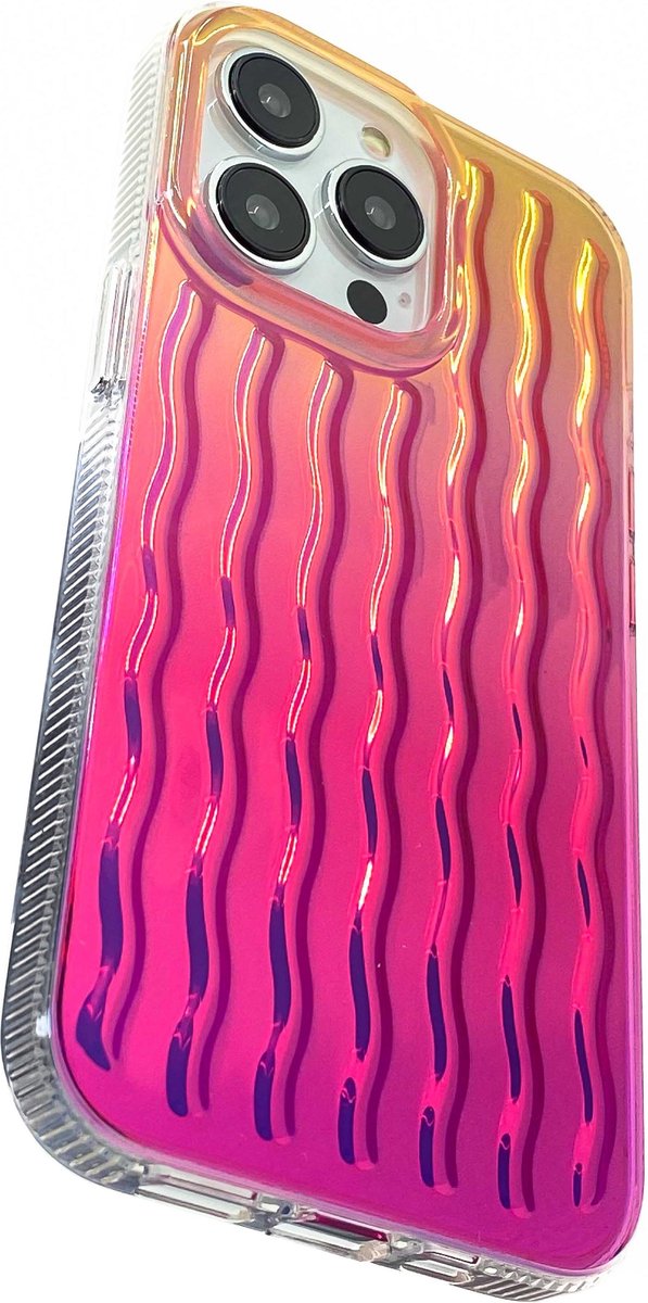 REBUS - Hoesje voor iPhone 13 Pro Max (6,7 inch), Season Vibes [polycarbonaat], glinsterend kuikenontwerp met golven, schokbestendig hoesje (Summer)